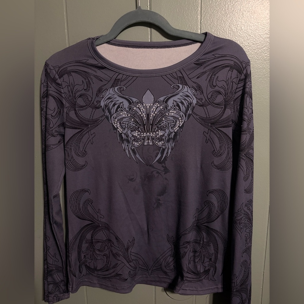 Purple Long Sleeve Graphic Top